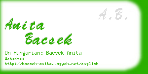 anita bacsek business card